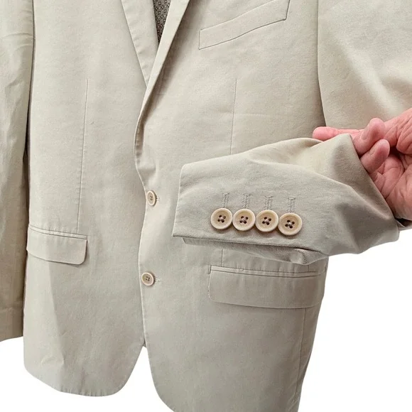 Bar III Slim Fit Mens Tan Cotton Blend 2-Piece Suit coat 42R pants 34W x 32L